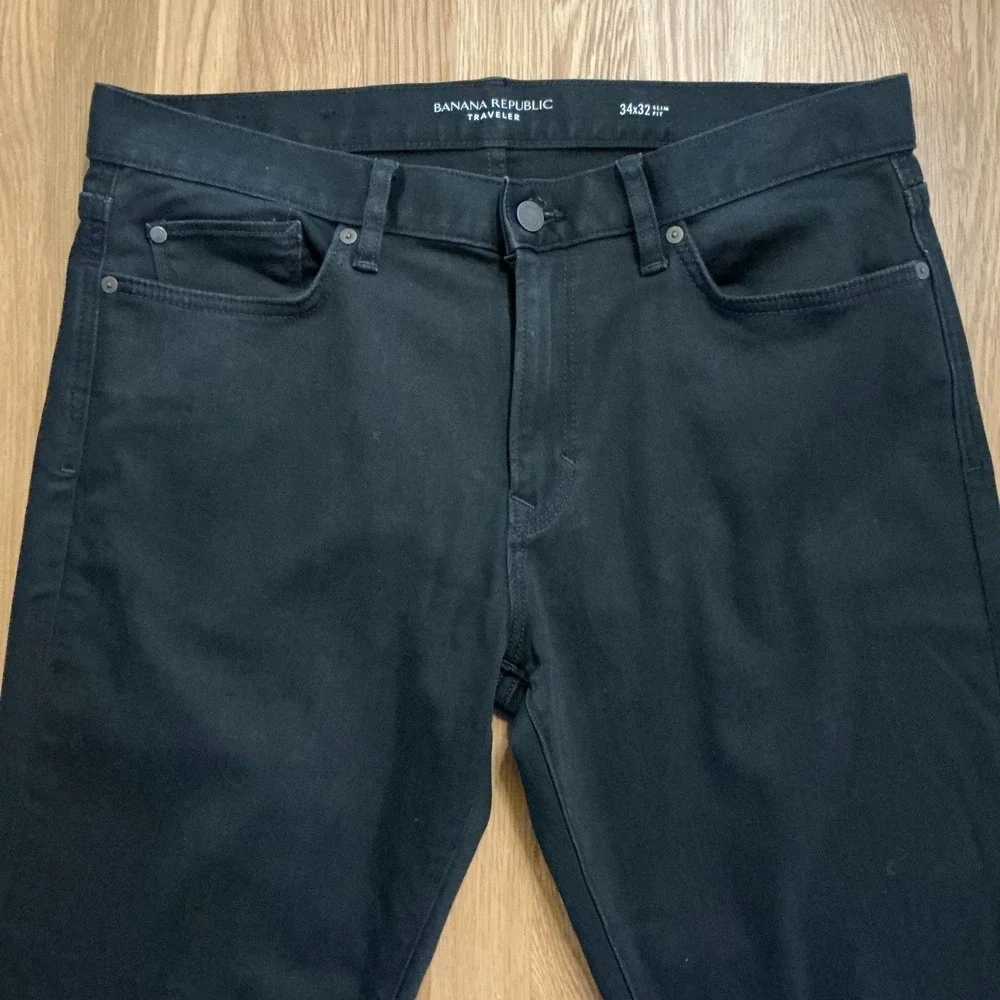 Banana Republic Traveler Pants Black Stretch 5 Pocket Slim‎ Fit 34x30 Mens